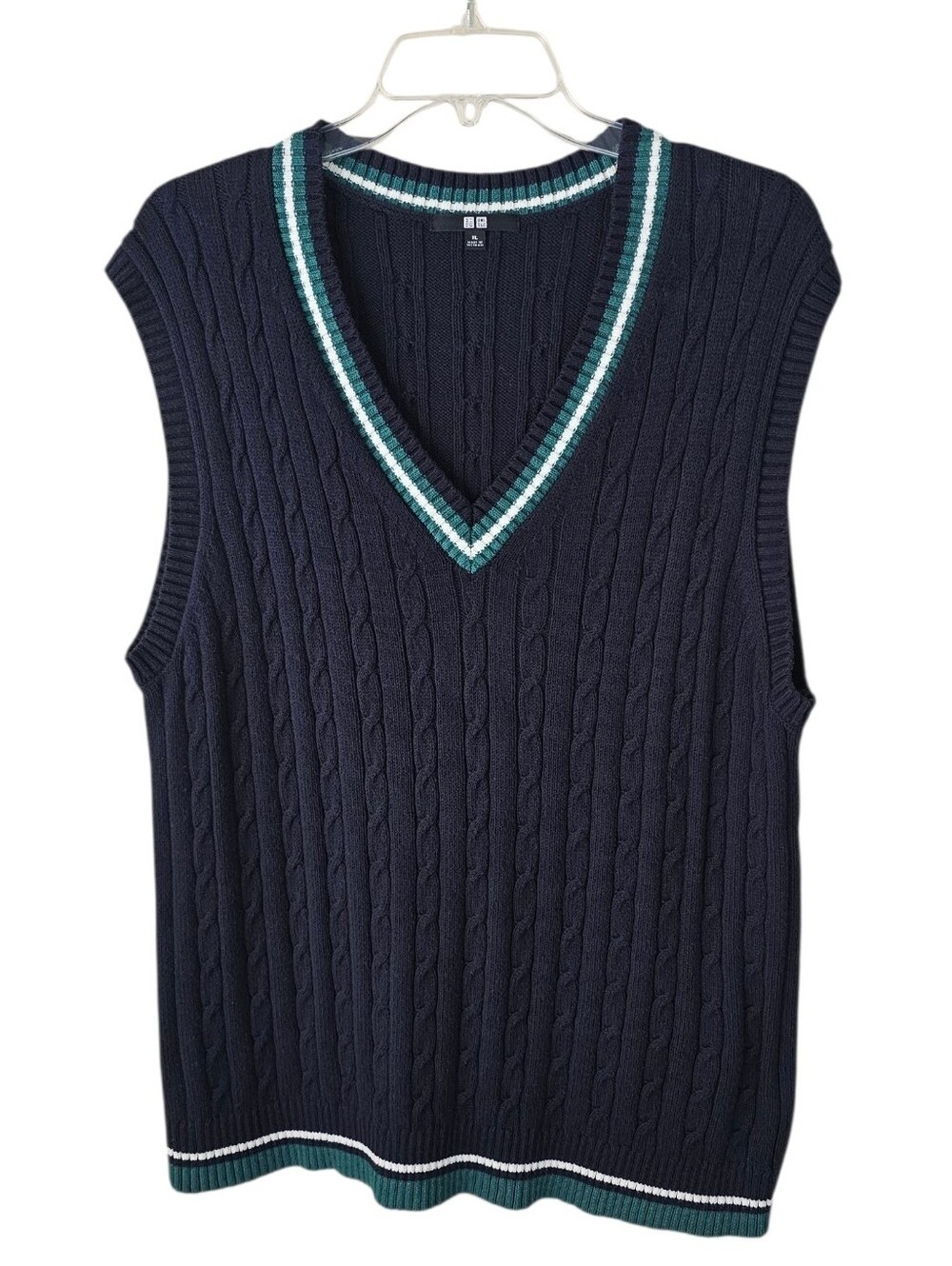 Uniqlo Navy Cable Knit V-Neck Sweater Vest